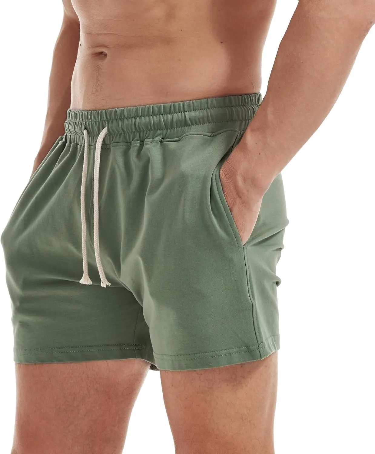 AIMPACT Mens Workout Sweat Shorts 5 Inch Cotton Casual Fitness Mens Athletic Gym Shorts with Pockets