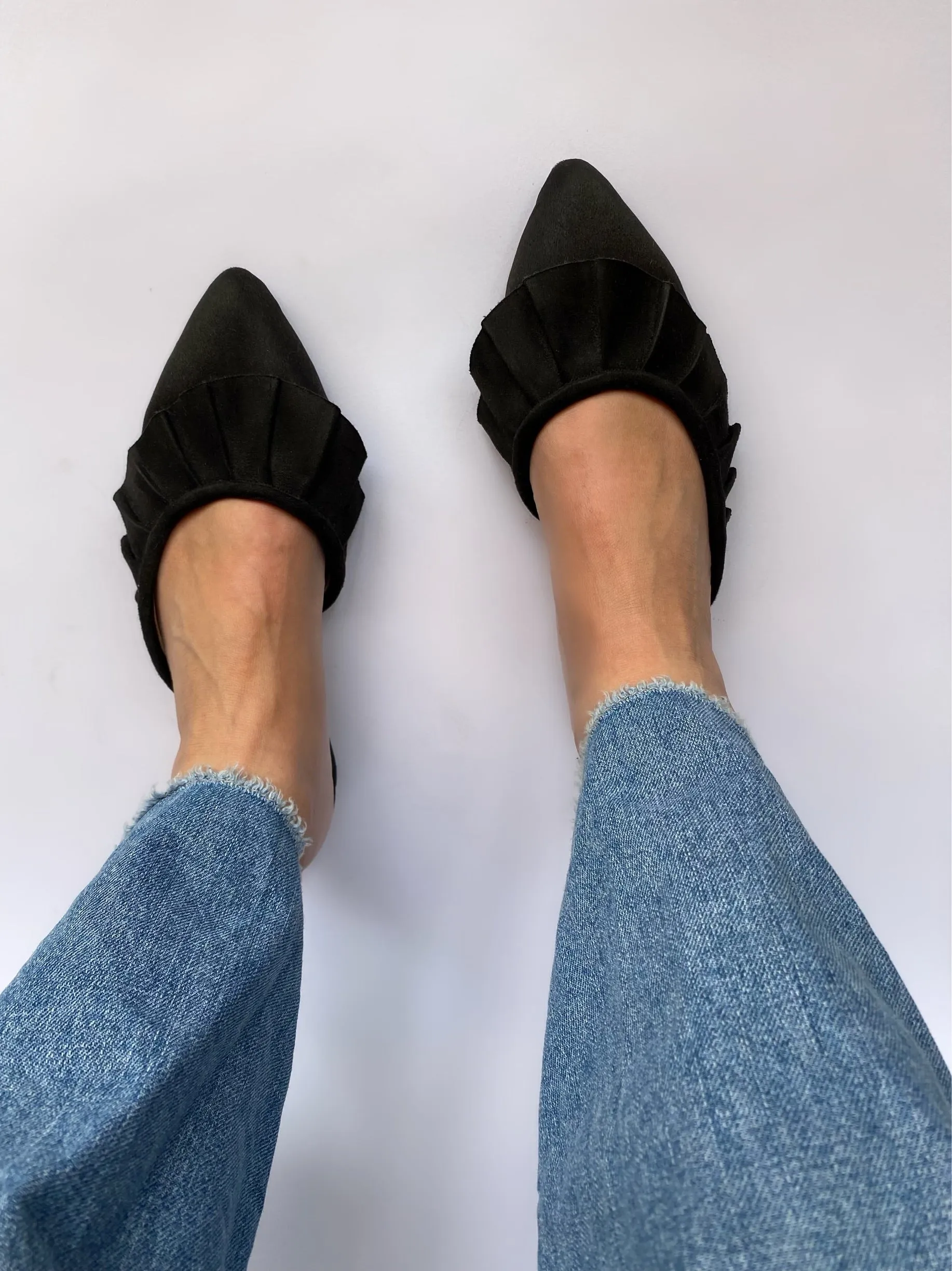 Black Ruffled Mules