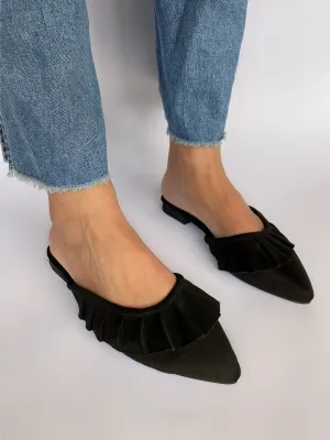 Black Ruffled Mules
