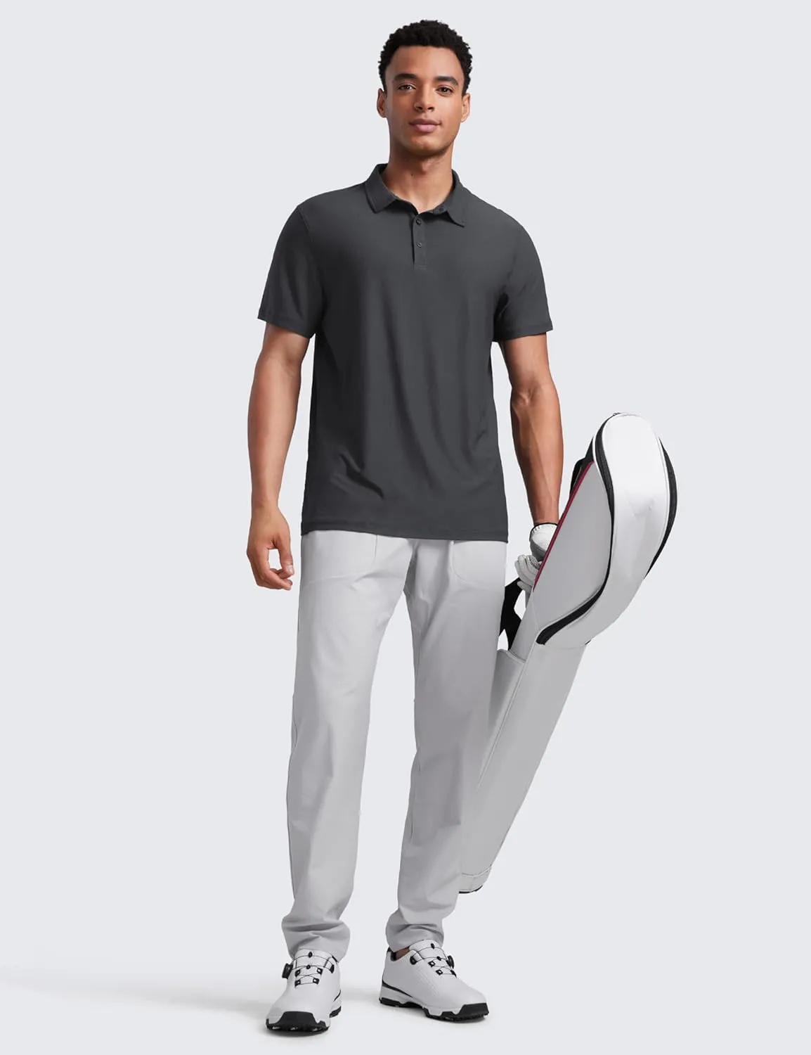 CRZ YOGA Cloudweight Mens Short Sleeve Polo Shirts Lightweight Moisture Wicking Athletic Casual Button Golf T-Shirts