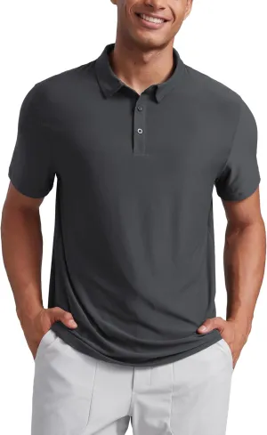CRZ YOGA Cloudweight Mens Short Sleeve Polo Shirts Lightweight Moisture Wicking Athletic Casual Button Golf T-Shirts