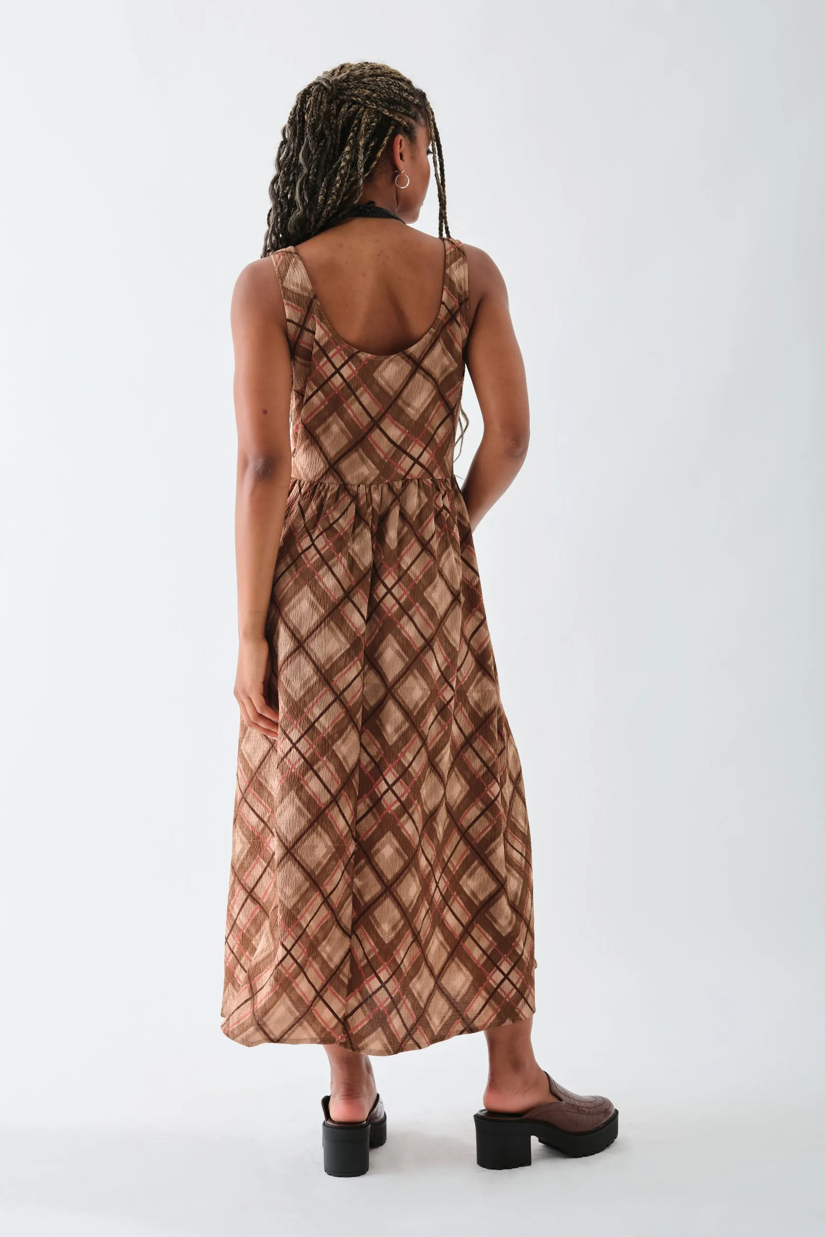 Daisy Street Oversized Check Printed Smock Dress