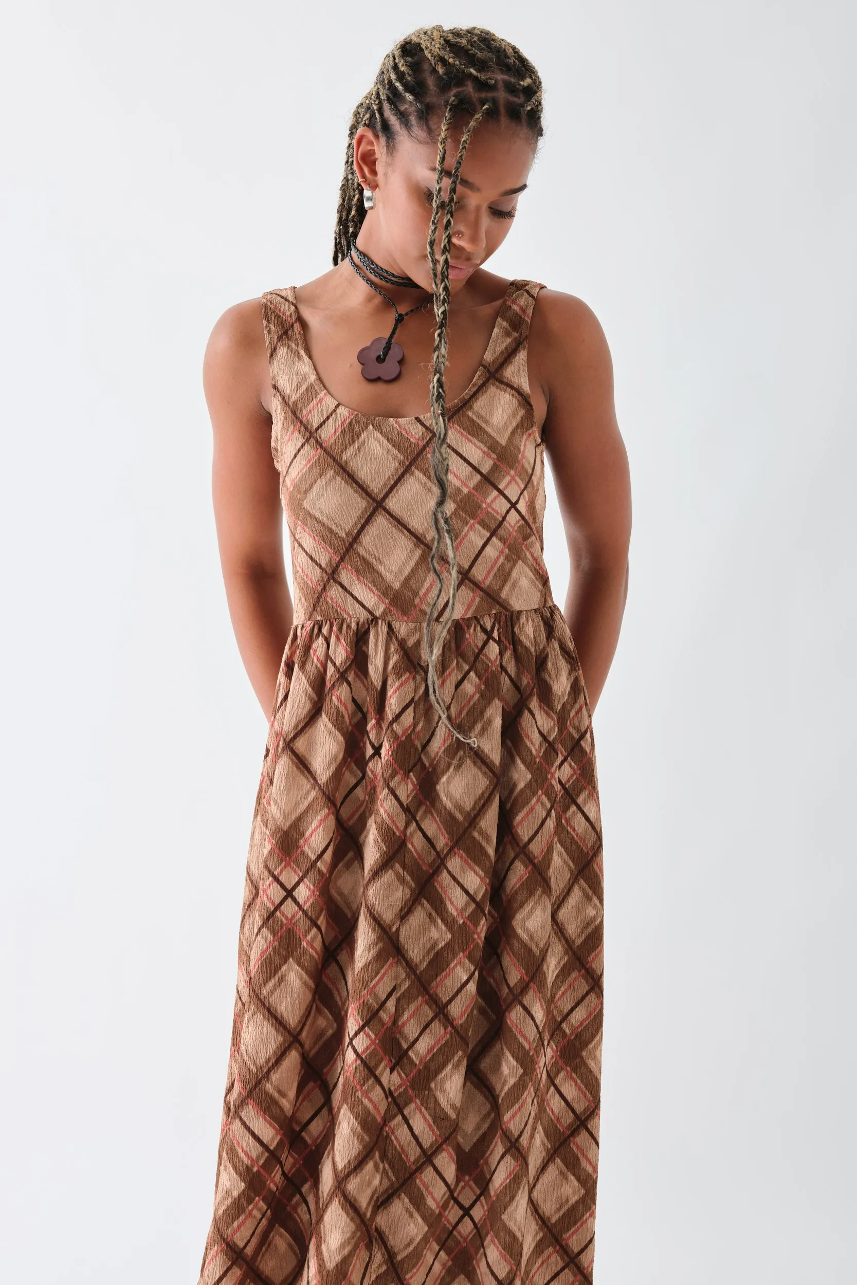Daisy Street Oversized Check Printed Smock Dress