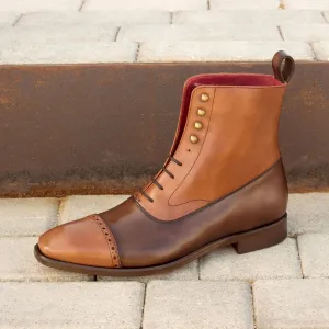 DapperFam Vittorio in Med Brown / Dark Brown Men's Italian Leather Balmoral Boot