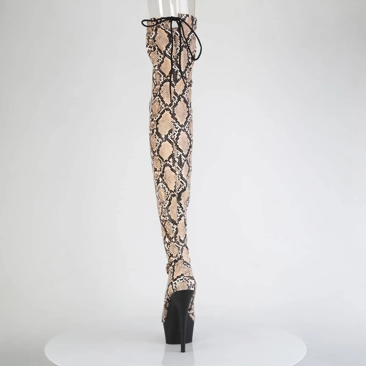 DELIGHT-3008SP-BT Snake Stretch Print Pull-On Thigh Boot