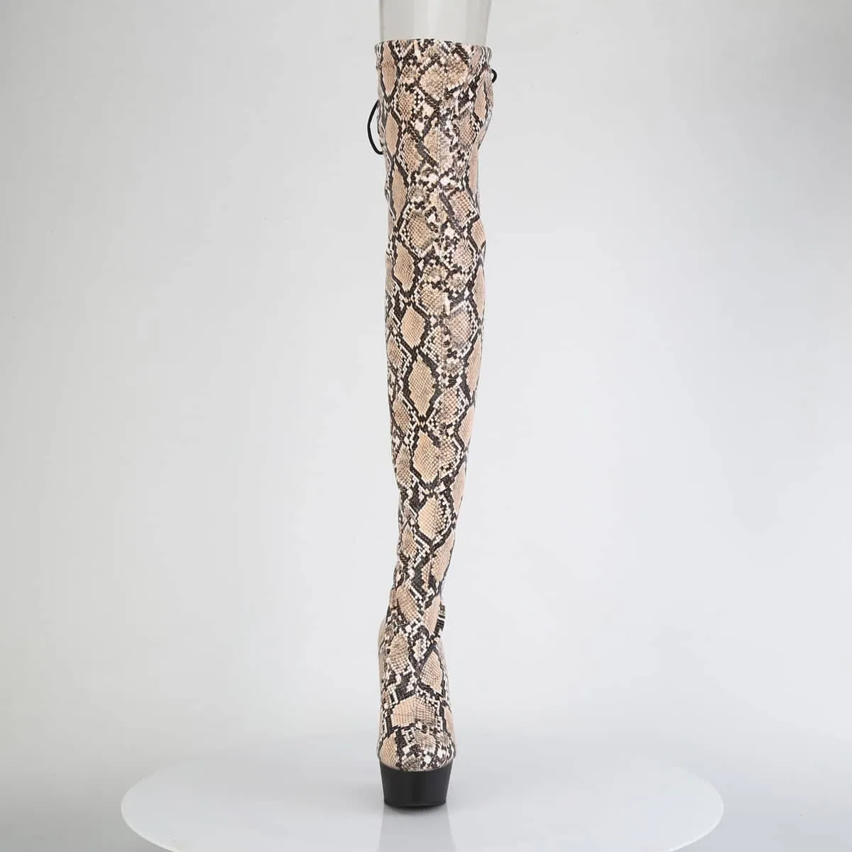 DELIGHT-3008SP-BT Snake Stretch Print Pull-On Thigh Boot