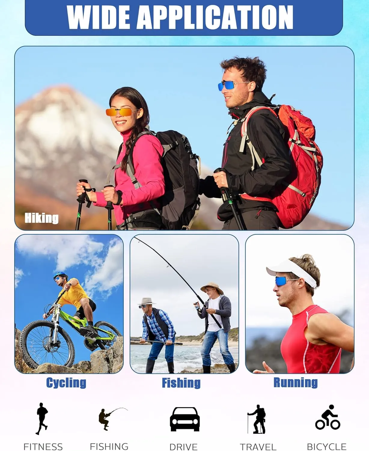 Frienda 5 Pairs Polarized Clip On Sunglasses Rimless Flip Up Anti Glare Driving Glasses