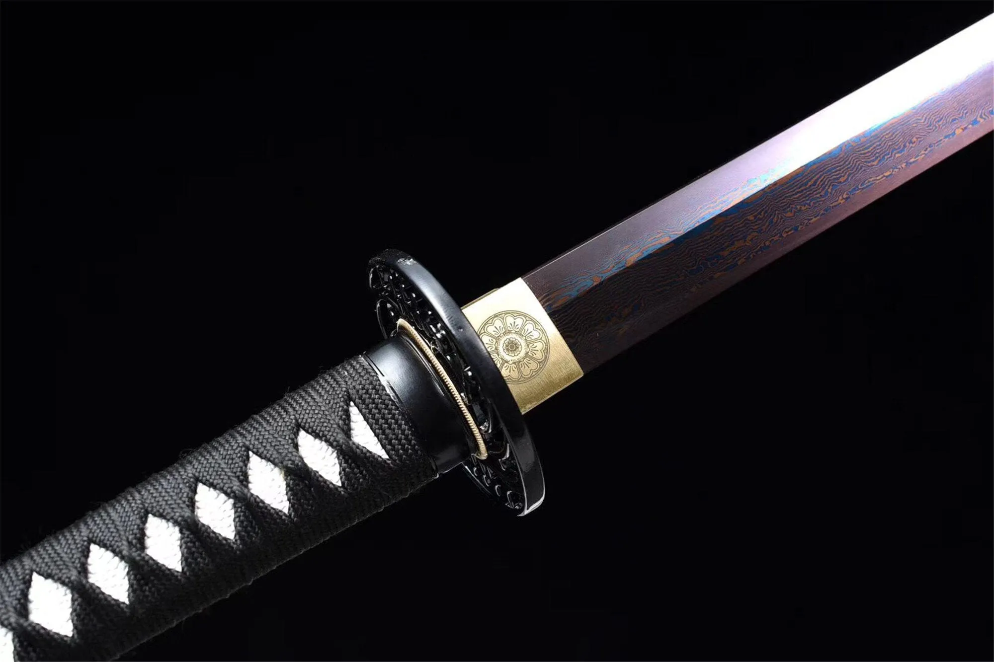 Handmade Damascus Steel Chinese Sword With Blue Sheath#1345