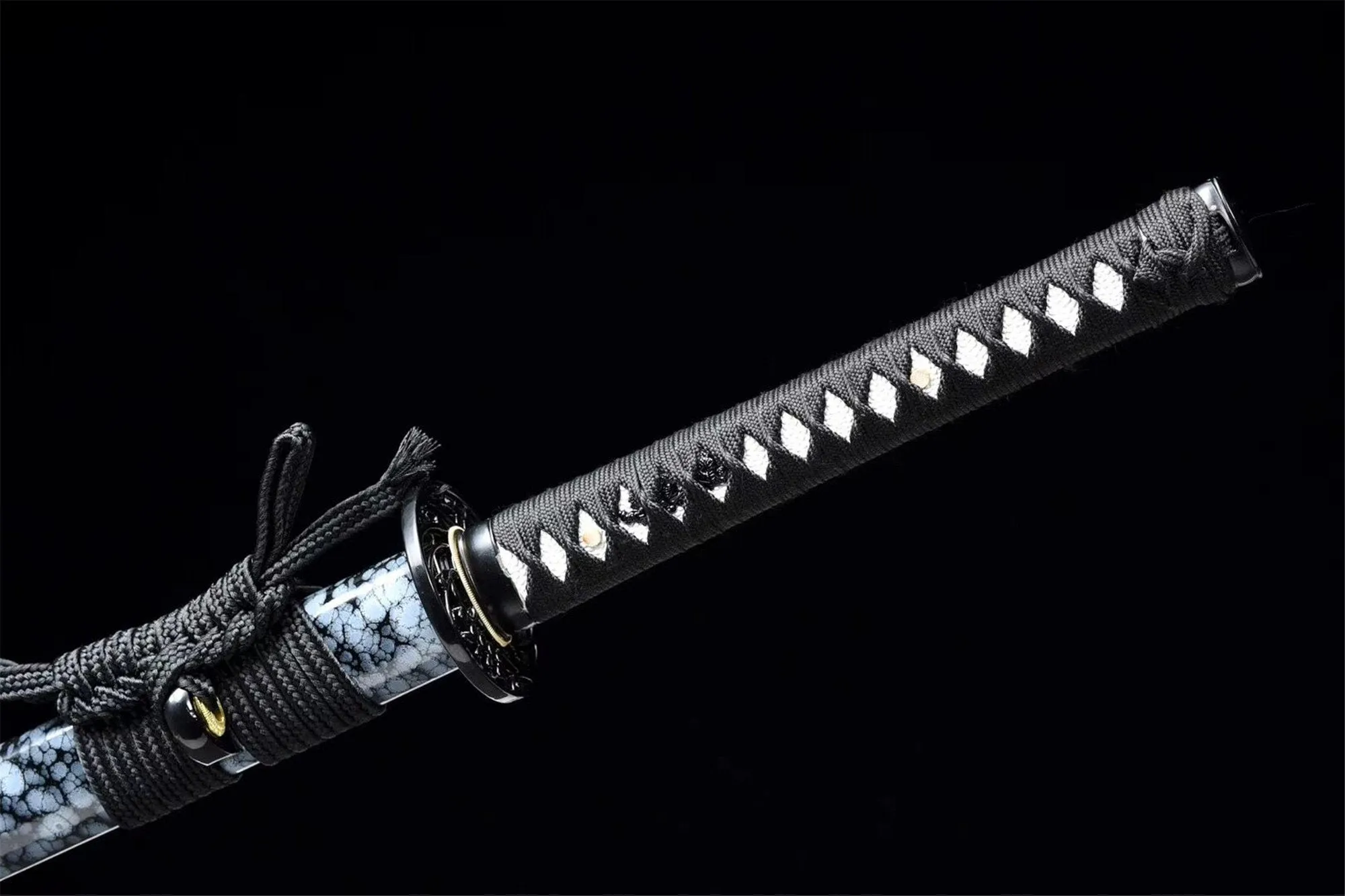 Handmade Damascus Steel Chinese Sword With Blue Sheath#1345