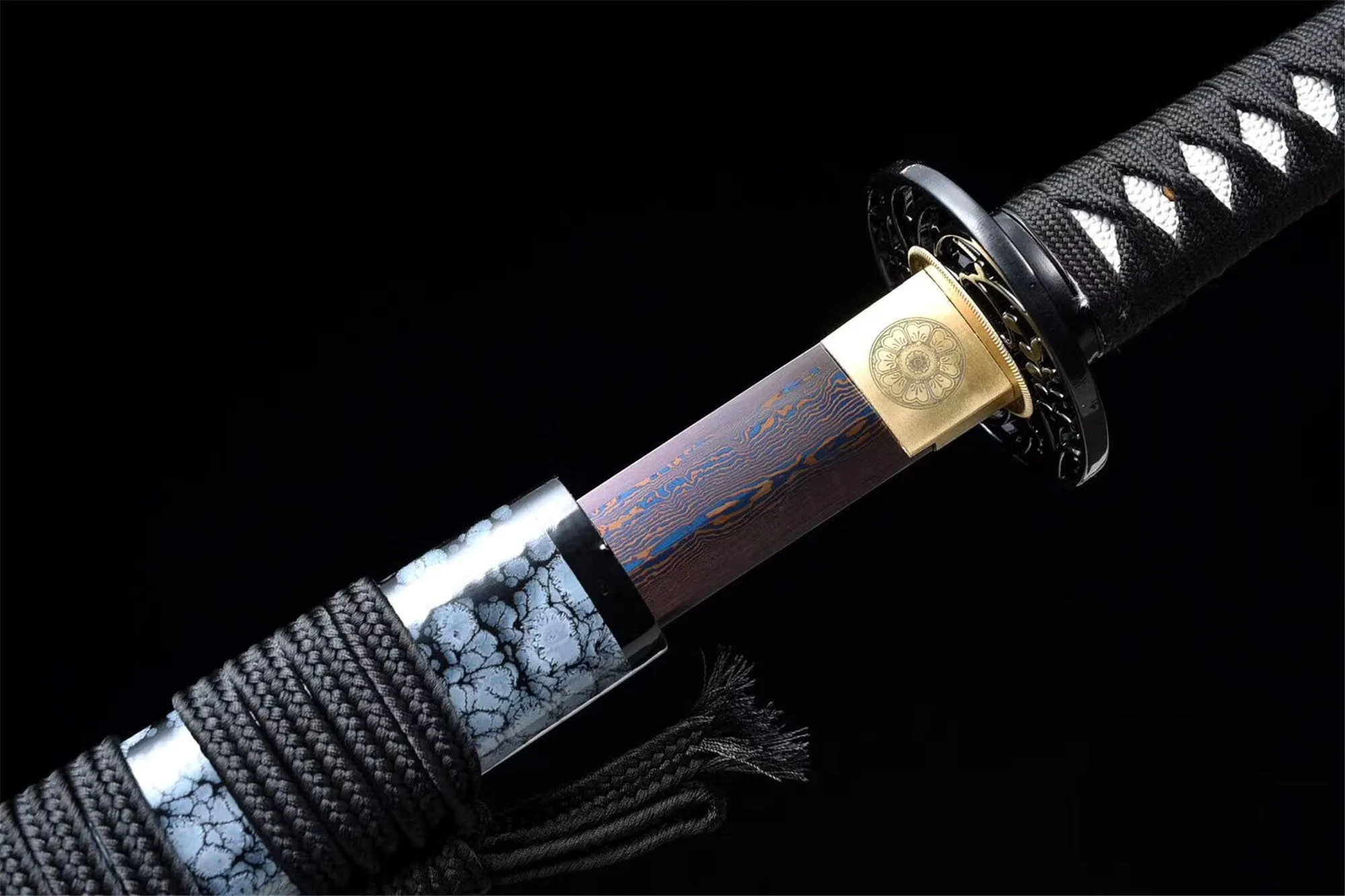 Handmade Damascus Steel Chinese Sword With Blue Sheath#1345