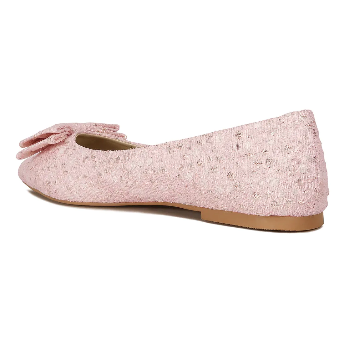 Jacquard Bow Embellished Ballet Flats