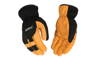 Kinco 104 Pro Rust Grain Buffalo Polyester-Spandex Fabric Back Easy-On Cuff Shirred Elastic Wrist Synthetic Leather Hem (One Dozen)