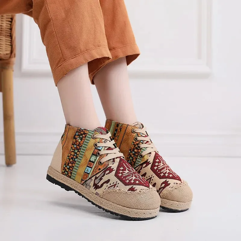 Linen Canvas Lace Up Shoes