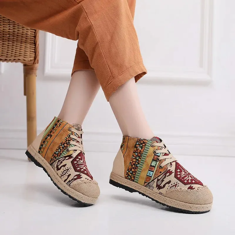 Linen Canvas Lace Up Shoes