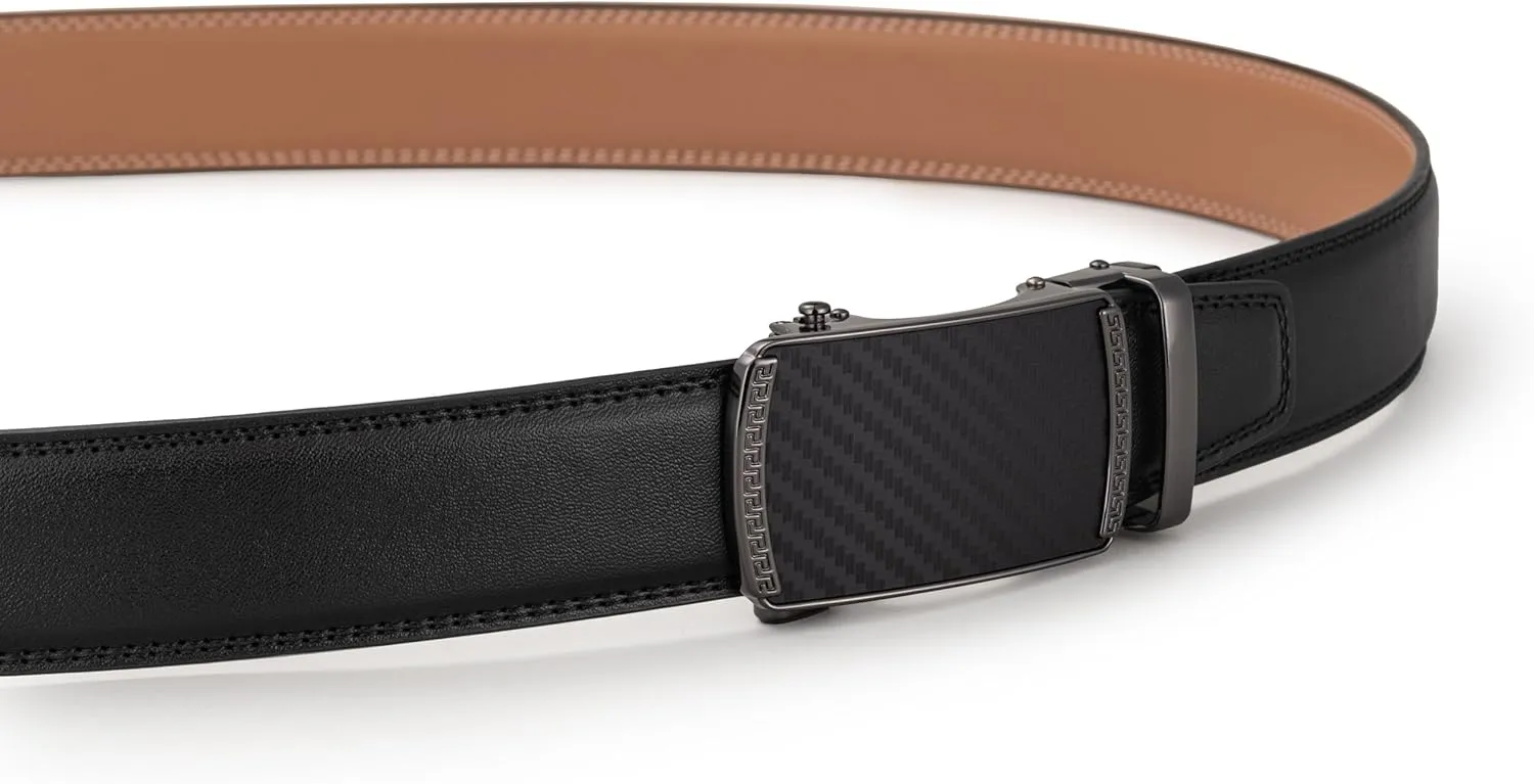 Men's Belt, Ratchet Dress Casual Belt with Adjustable Automatic Buckle Trim to Fit