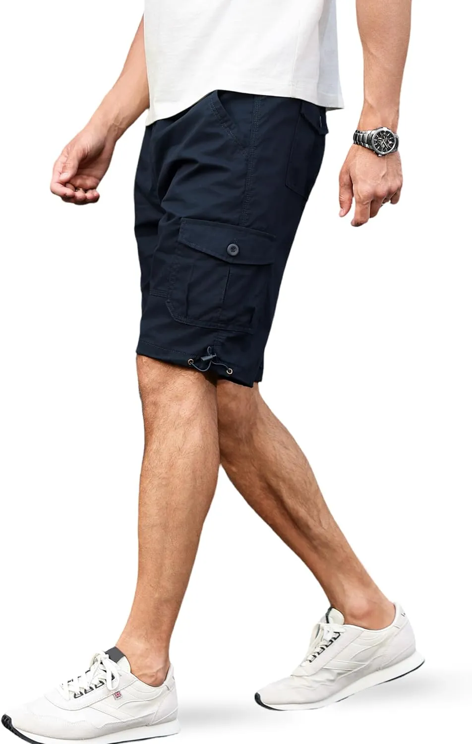 Men's Cargo Shorts with Multi-Pockets | Elastic Waist Cotton Relaxed Fit | 2025 Summer Casual