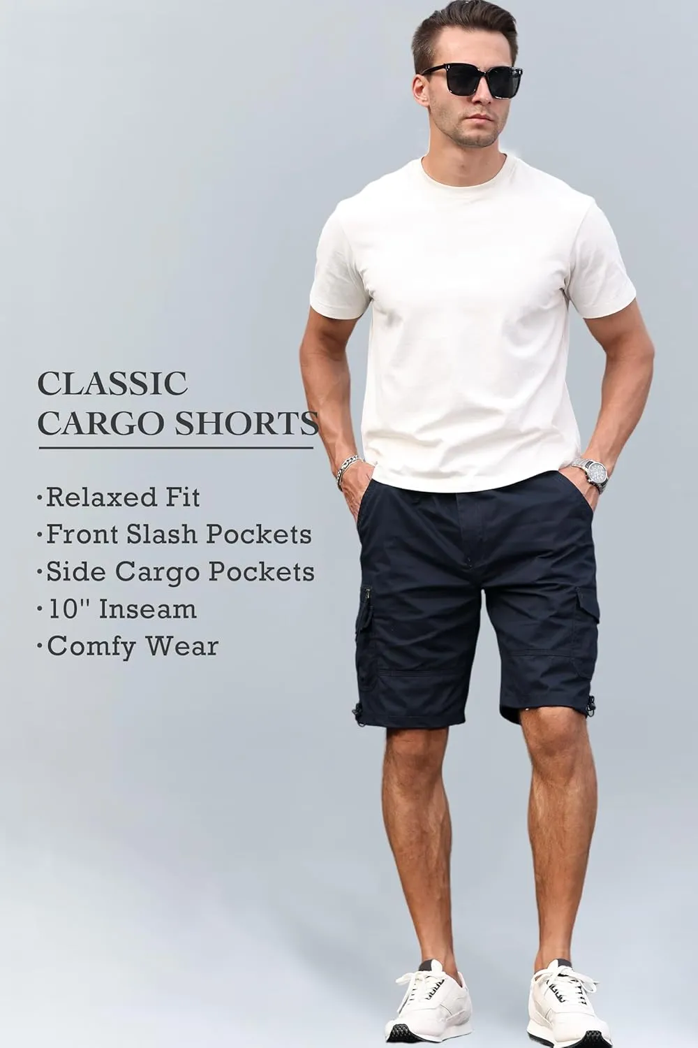 Men's Cargo Shorts with Multi-Pockets | Elastic Waist Cotton Relaxed Fit | 2025 Summer Casual