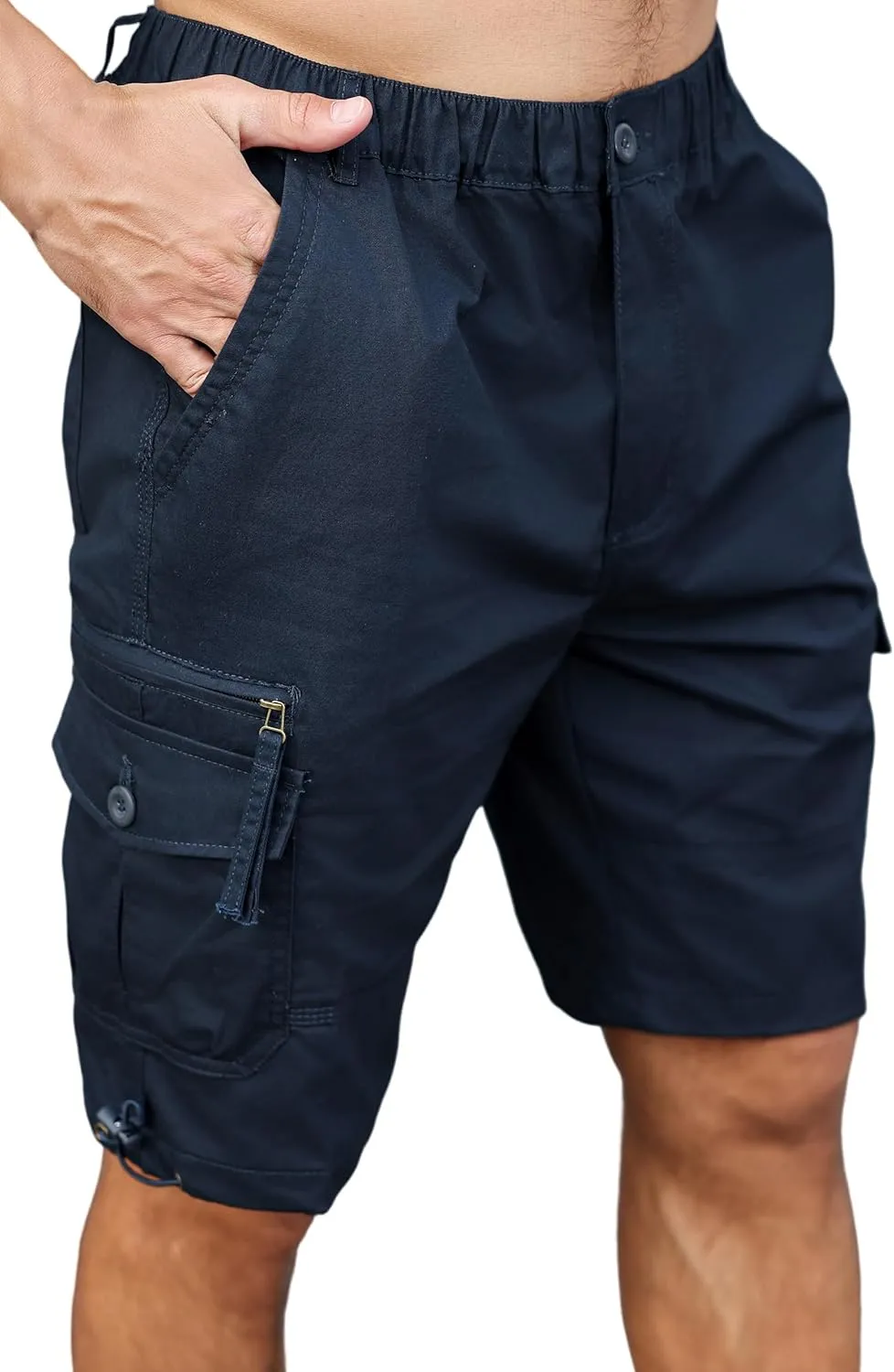 Men's Cargo Shorts with Multi-Pockets | Elastic Waist Cotton Relaxed Fit | 2025 Summer Casual