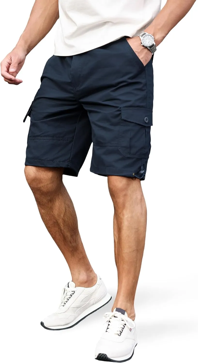 Men's Cargo Shorts with Multi-Pockets | Elastic Waist Cotton Relaxed Fit | 2025 Summer Casual