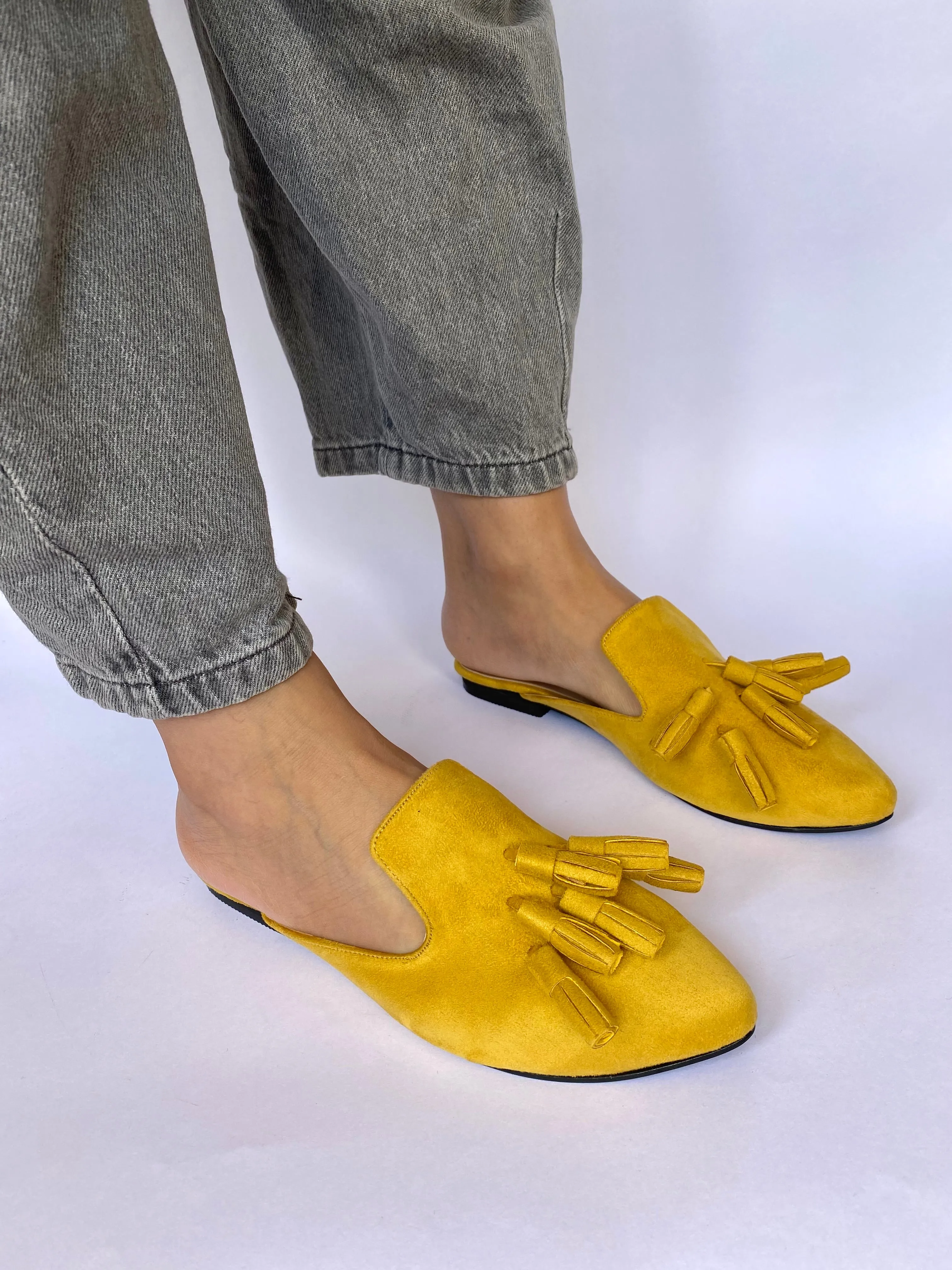 Mustard Yellow Tasseled Mules