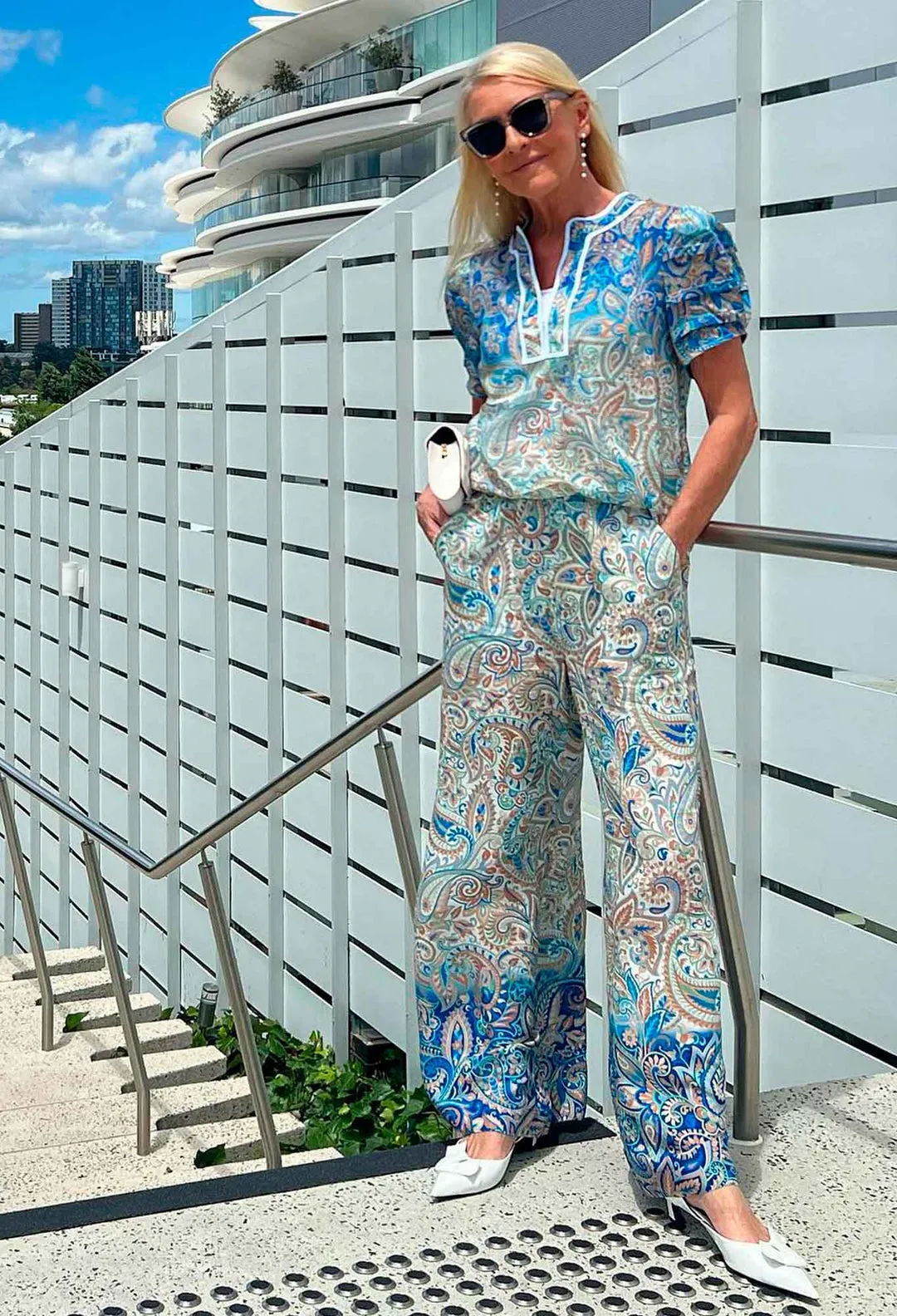 OnceWas Positano Viscose Wide Leg Pant in Capri Paisley Print