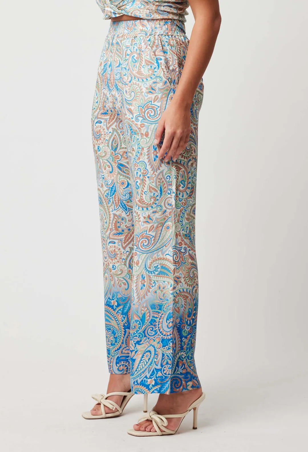 OnceWas Positano Viscose Wide Leg Pant in Capri Paisley Print