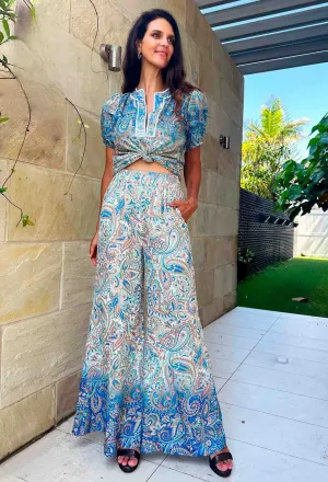OnceWas Positano Viscose Wide Leg Pant in Capri Paisley Print