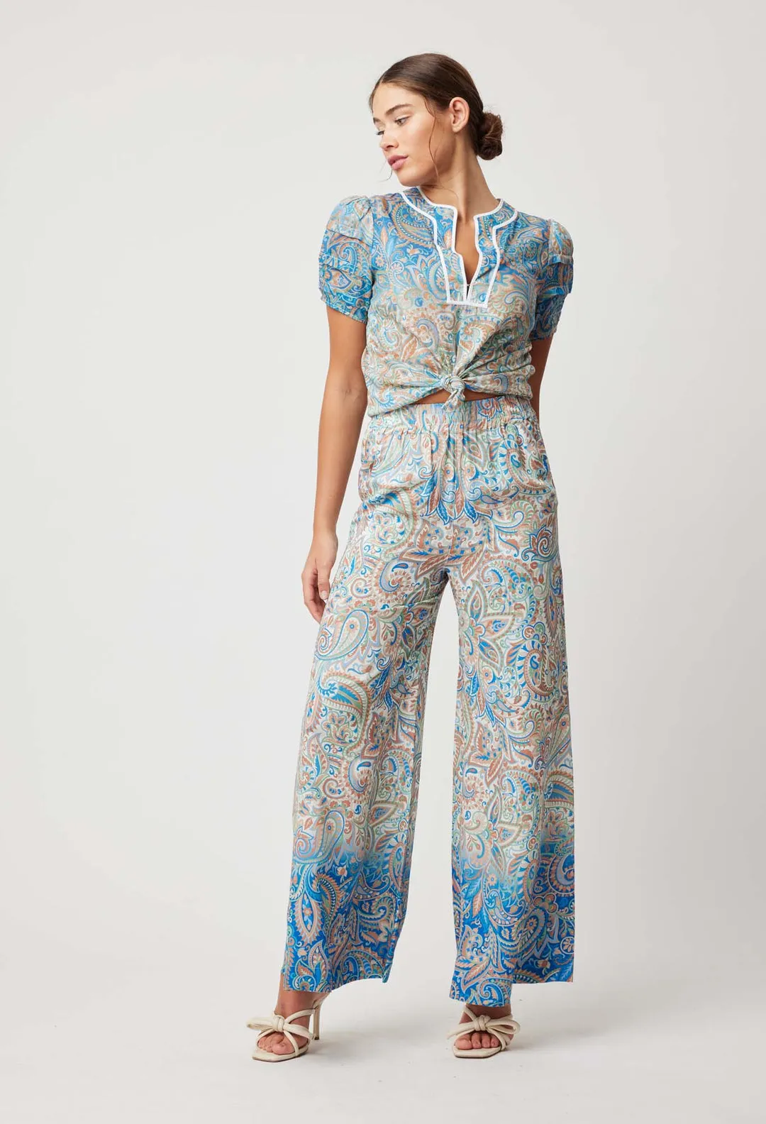 OnceWas Positano Viscose Wide Leg Pant in Capri Paisley Print