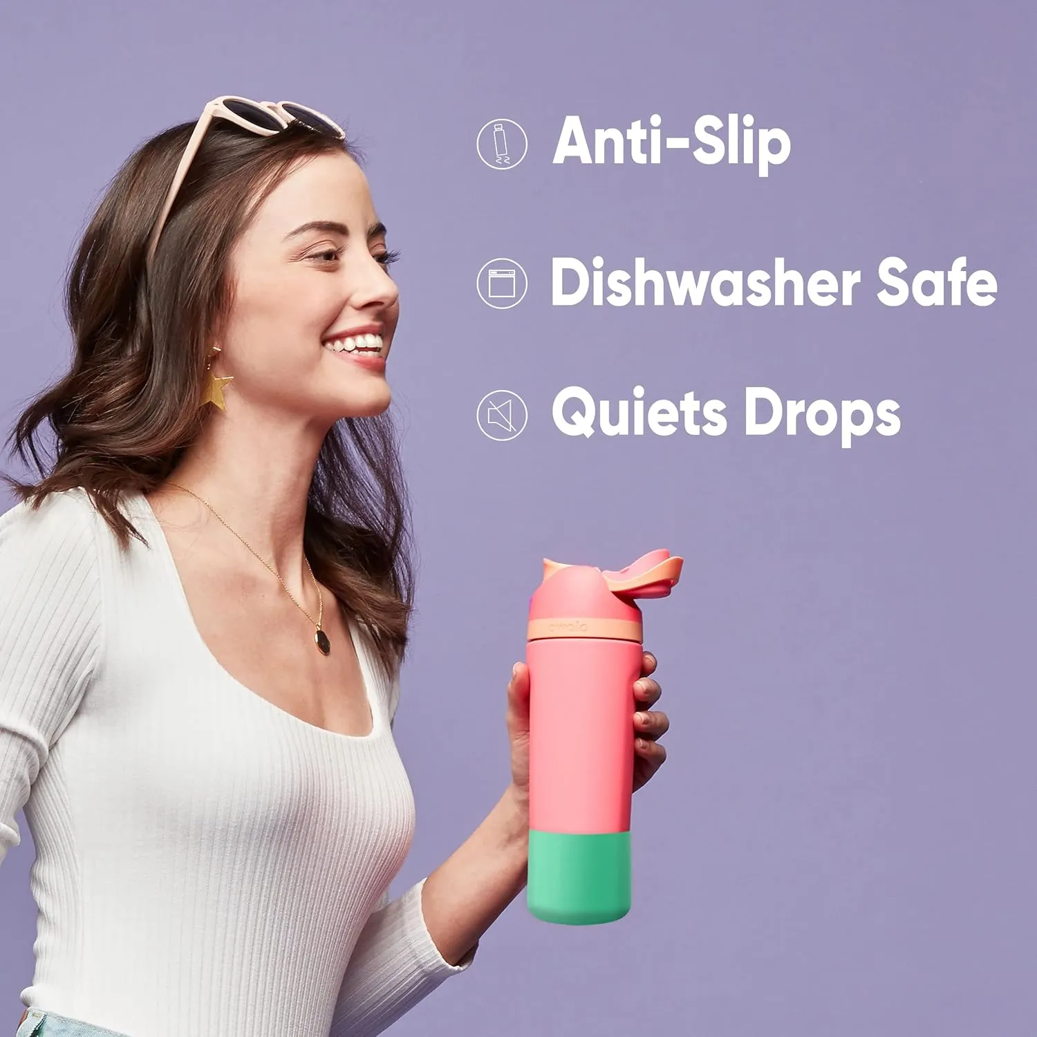 Owala Silicone Water Bottle Boot, Anti-Slip Protective Sleeve for Water Bottle, Protects FreeSip or Flip Stainless Steel Water Bottles, 24 Oz, Blue