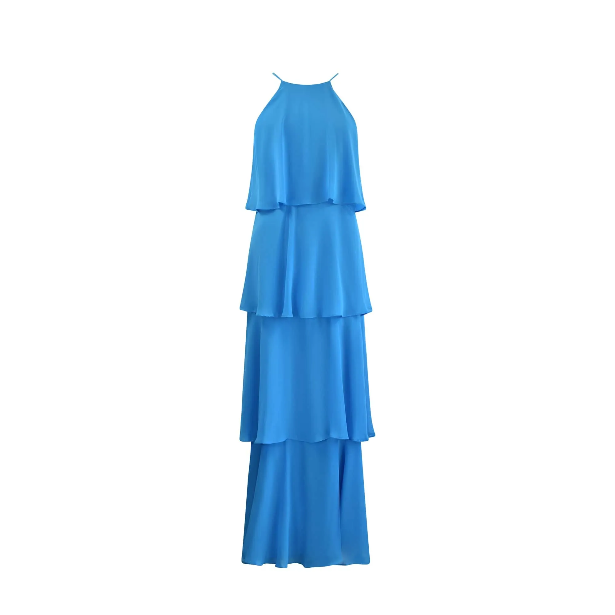 Ro&Zo Savannah Blue Chiffon Tiered Maxi Dress