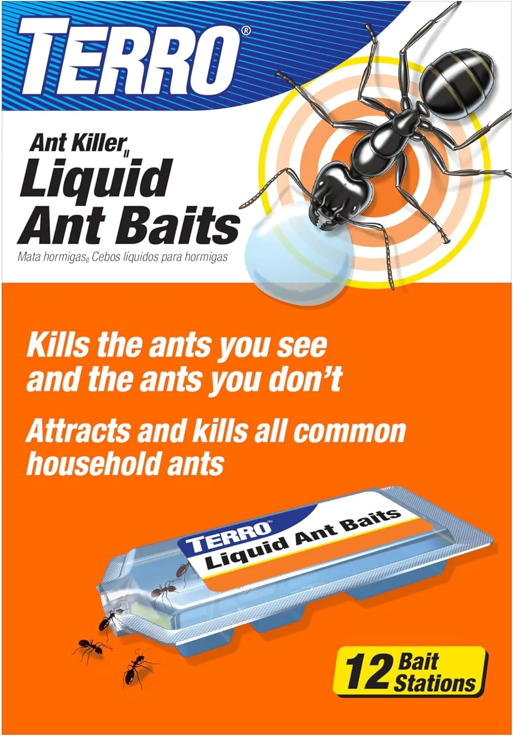 TERRO Ant Killer Bait Stations T300B - Liquid Bait to Eliminate Ants - 12 Count Stations for Effective Indoor Ant Control