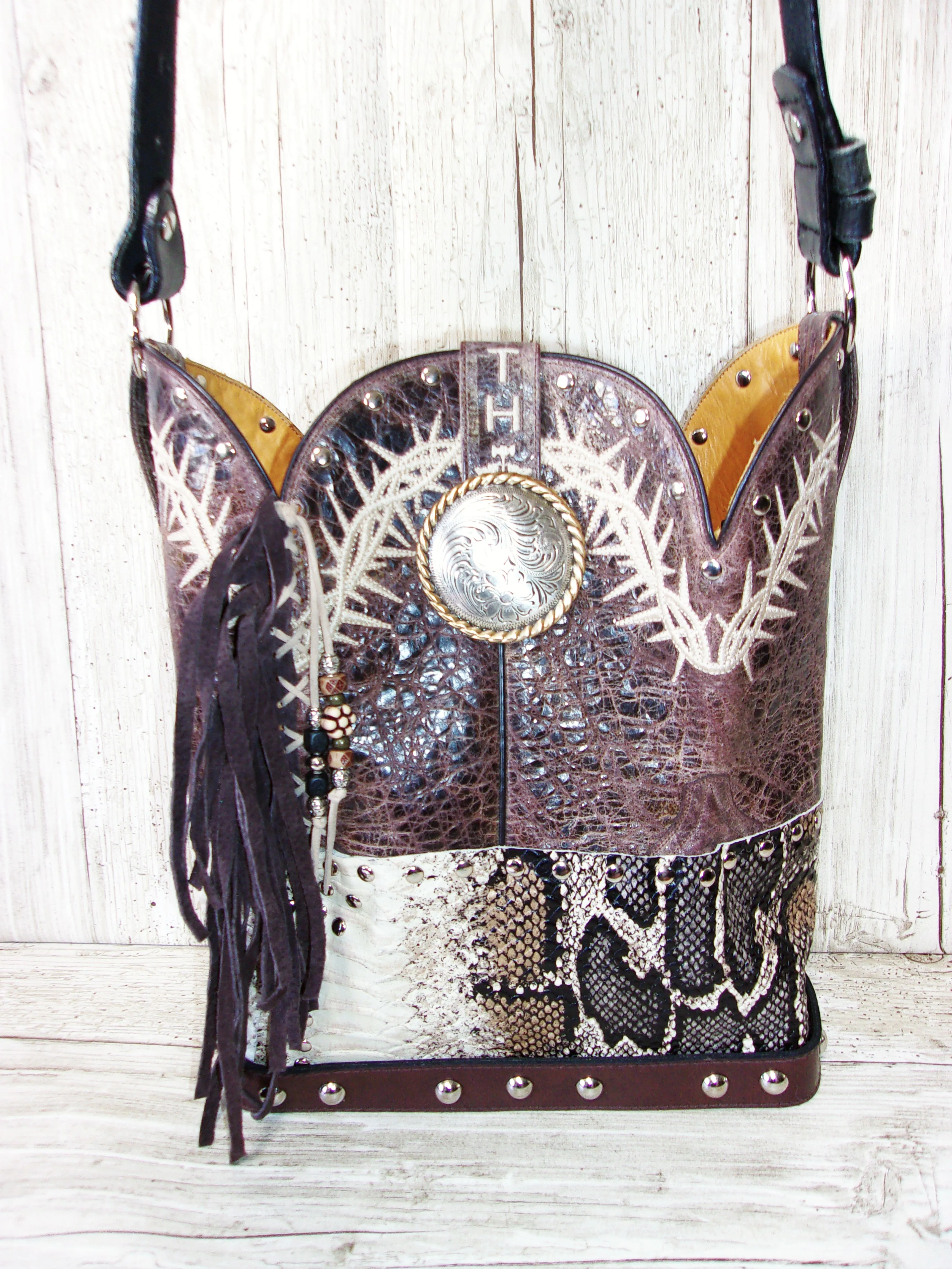 Top Shelf Cowboy Boot Purse with Fringe TS291