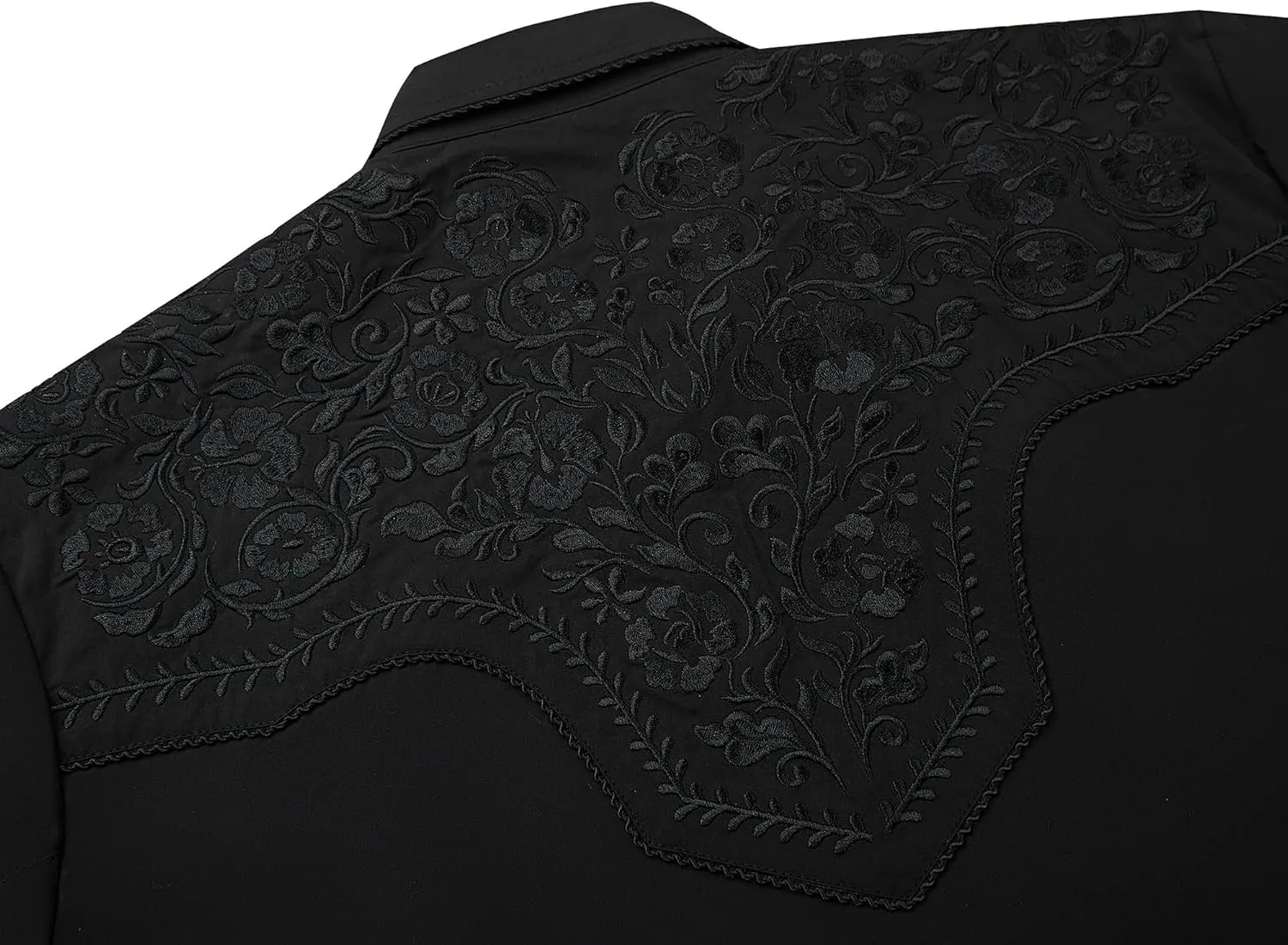 Western Embroidered Cowboy Shirts for Men, Casual Button Down Long Sleeve Shirt Floral Design Retro Shirt