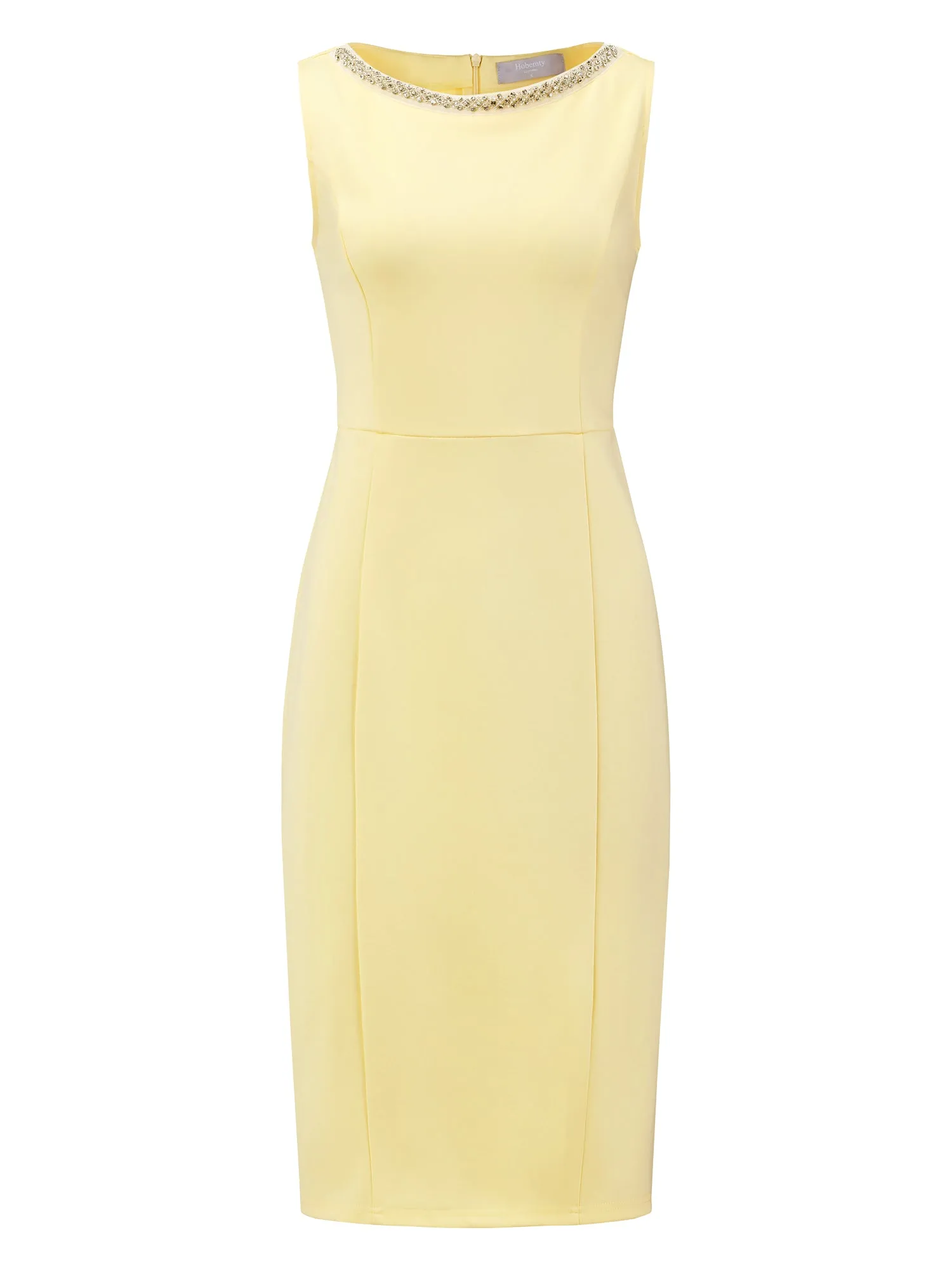 Women's Rhinestone Boat Neck Dresses Sleeveless Pencil Sheath Dress